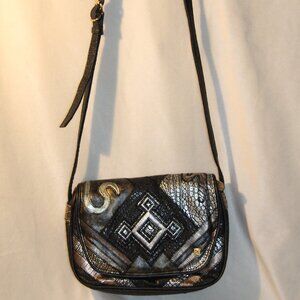 1980s NAS Bag | Funky Retro Snake Skin Patchwork Alentino Crossbody Purse